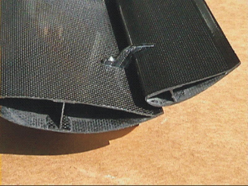 view of carbon fibre fixing clamp for aerofoil section